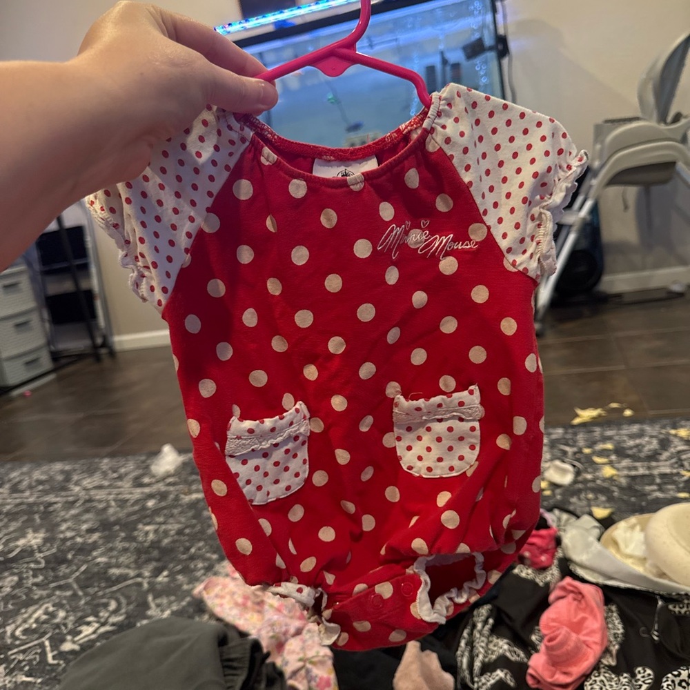 Red Polka Dot Minnie Mouse Baby Romper